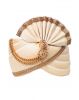 Pearl White Plain Classic Turban With Golden Beads Embellishment And Golden Front Locket