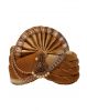 Dark Golden Brown Velvet Plain Turban With Golden Border Detailing