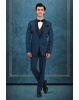 Royal Blue Embroidered Tuxedo Suit