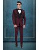 Wine Maroon Embellished Tuxedo Suit with Satin Lapel & Bow Tie