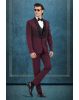 Wine Maroon Embellished Tuxedo Suit with Satin Lapel & Bow Tie
