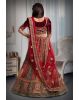 Maroon multi colour velvet lehenga