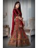 Maroon multi colour velvet lehenga