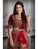 Maroon multi colour velvet lehenga