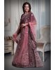 Grape velvet pink thread work lehenga