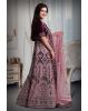 Grape velvet pink thread work lehenga