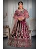 Dark wine silver thread work lehenga