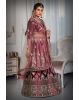 Dark wine silver thread work lehenga