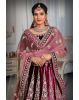 Dark wine silver thread work lehenga