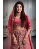 pink velvet jarkan work lehenga