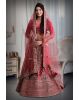 pink velvet jarkan work lehenga