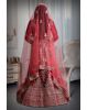pink velvet jarkan work lehenga