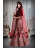 pink velvet jarkan work lehenga