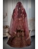 Wine golden thread jarkan stone velvet lehenga
