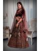 Wine golden thread jarkan stone velvet lehenga