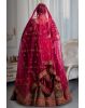 Dark pink embroidery maroon heavy border lehenga