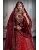 Dark pink embroidery maroon heavy border lehenga