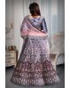 Gray & Maroon combination jarkan stone work lehenga