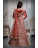 Dark Peach embroidery heavy border lehenga