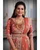 Dark Peach embroidery heavy border lehenga