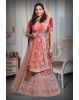 Dark Peach thread work lehenga