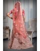 Dark Peach thread work lehenga