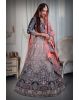 Pink & blue  combination heavy thread work lehenga