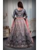 Pink & blue  combination heavy thread work lehenga