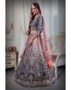 Pink & blue  combination heavy thread work lehenga