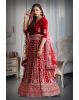 Maroon velvet embroidery work lehenga