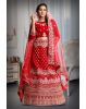 Red embroidery velvet lehenga