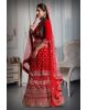 Red embroidery velvet lehenga