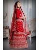 Red embroidery velvet lehenga