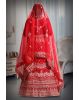 Red embroidery velvet lehenga