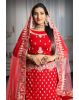 Red embroidery velvet lehenga