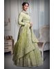 Pista green heavy thread work and jarkan stone work lehenga