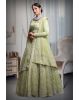 Pista green heavy thread work and jarkan stone work lehenga