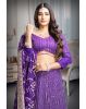 Iris Violet Heavy Embellished Lehenga With Threadwork and Sequin work With Deepcut Blouse with Midriff Floss and Matching Dupatta