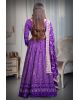 Iris Violet Heavy Embellished Lehenga With Threadwork and Sequin work With Deepcut Blouse with Midriff Floss and Matching Dupatta