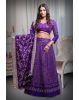 Iris Violet Heavy Embellished Lehenga With Threadwork and Sequin work With Deepcut Blouse with Midriff Floss and Matching Dupatta