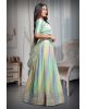 Mint Green Georgette lehenga With Heavy Detailed Deepcut blouse and Vibrant Ombre colour Shade Skirt And Matching Dupatta