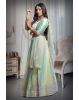 Mint Green Georgette lehenga With Heavy Detailed Deepcut blouse and Vibrant Ombre colour Shade Skirt And Matching Dupatta