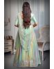 Mint Green Georgette lehenga With Heavy Detailed Deepcut blouse and Vibrant Ombre colour Shade Skirt And Matching Dupatta