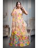 Golden and Pink Multicoloured Floral  motif Embellished Vibrant lehenga Set