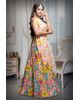 Golden and Pink Multicoloured Floral  motif Embellished Vibrant lehenga Set