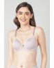 Women's Under-Wired Padded Soft Touch Microfiber Nylon Elastane Stretch Full Coverage Lace Styling Multiway T-Shirt Bra with Adjustable Straps - Lilac
