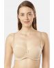 Women's Under-Wired Padded Soft Touch Microfiber Nylon Elastane Stretch Full Coverage Lace Styling Multiway T-Shirt Bra with Adjustable Straps - Mocha