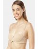 Women's Under-Wired Padded Soft Touch Microfiber Nylon Elastane Stretch Full Coverage Lace Styling Multiway T-Shirt Bra with Adjustable Straps - Mocha