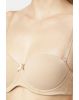 Women's Under-Wired Padded Soft Touch Microfiber Nylon Elastane Stretch Full Coverage Lace Styling Multiway T-Shirt Bra with Adjustable Straps - Mocha