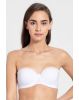 Women's Under-Wired Padded Super Combed Cotton Elastane Stretch Full Coverage Multiway Styling Strapless Bra with Ultra-Grip Support Band - White
